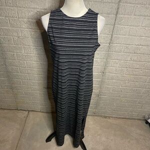 LOFT Dark Gray Jacquard Twist Cutout Sleeveless‎ Maxi Dress Size Medium